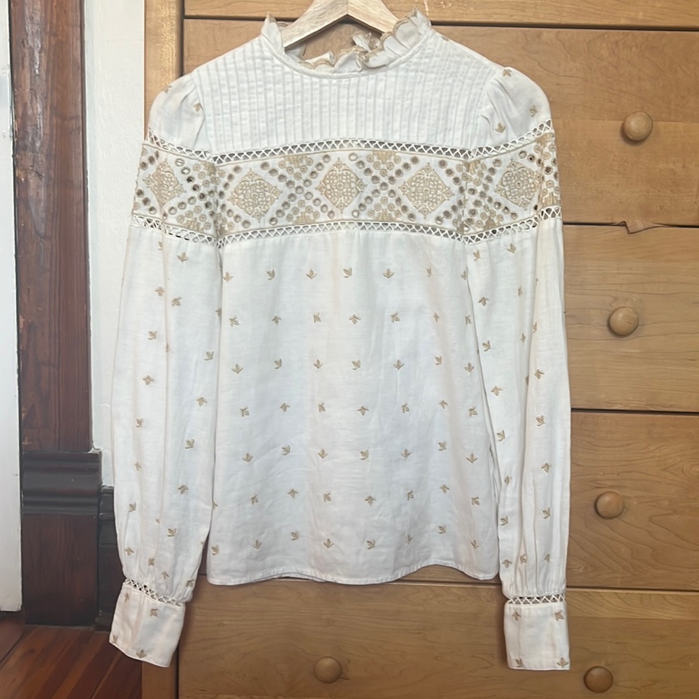 Embroidered Sezane Blouse